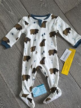 Zippy-jamz Bear-Print Footed One-Piece | 3-6M
